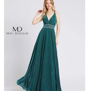 Mac Duggal Halter Gown Cassandra Stone Teal Dress Plus Size 16 NWT